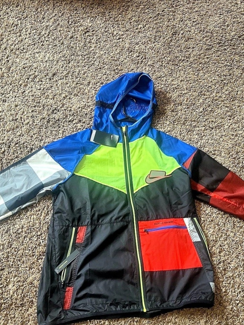 RARE Nike Meekz Jacket Size M WildRun Windrunner BV5570-480 Black Blue Patchwork